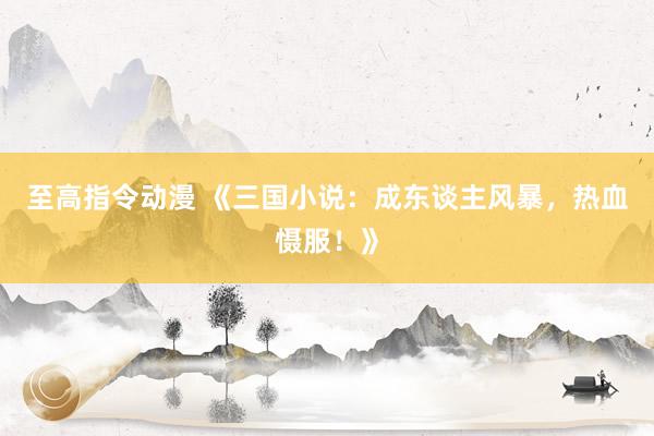 至高指令动漫 《三国小说：成东谈主风暴，热血慑服！》