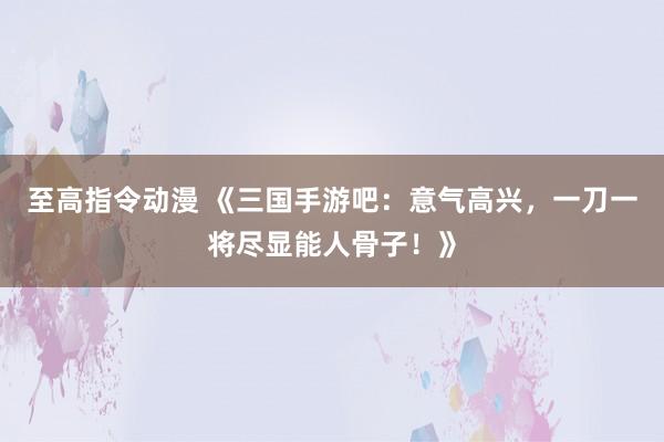 至高指令动漫 《三国手游吧：意气高兴，一刀一将尽显能人骨子！》
