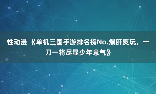 性动漫 《单机三国手游排名榜No.爆肝爽玩，一刀一将尽显少年意气》